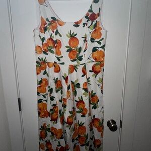 Chetta B White and Orange Floral Dress - NWOT
